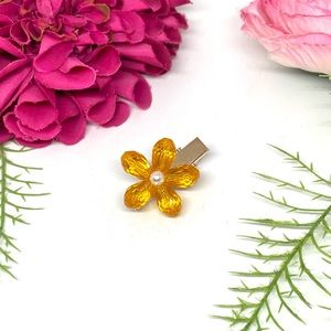 NEW⚜️Tangerine Glass Crystal Flower Hair Clip